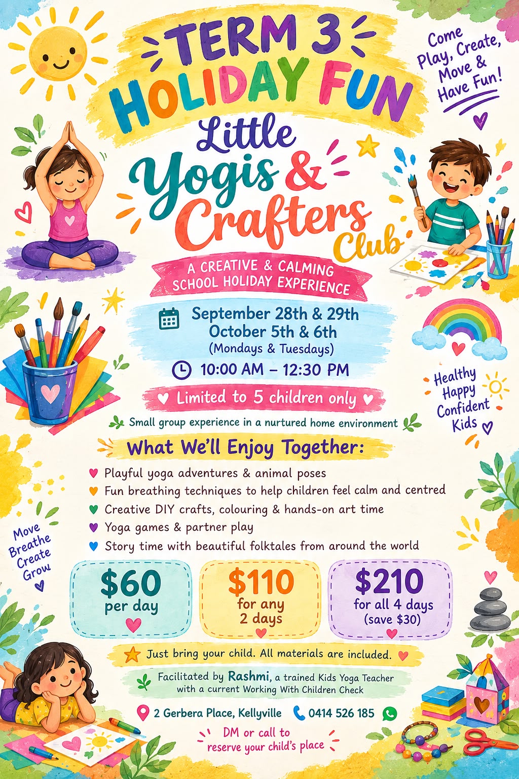 Little Yogis & Crafters Club - Term 3 Holiday Fun